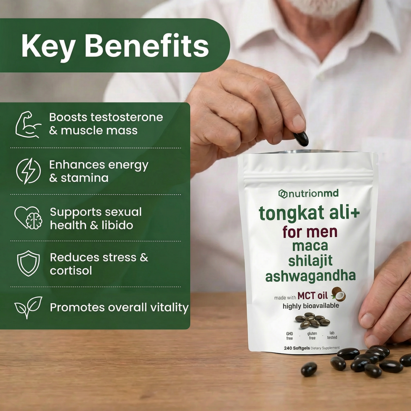Nutrion MD Tongkat Ali Softgels (240 Count)